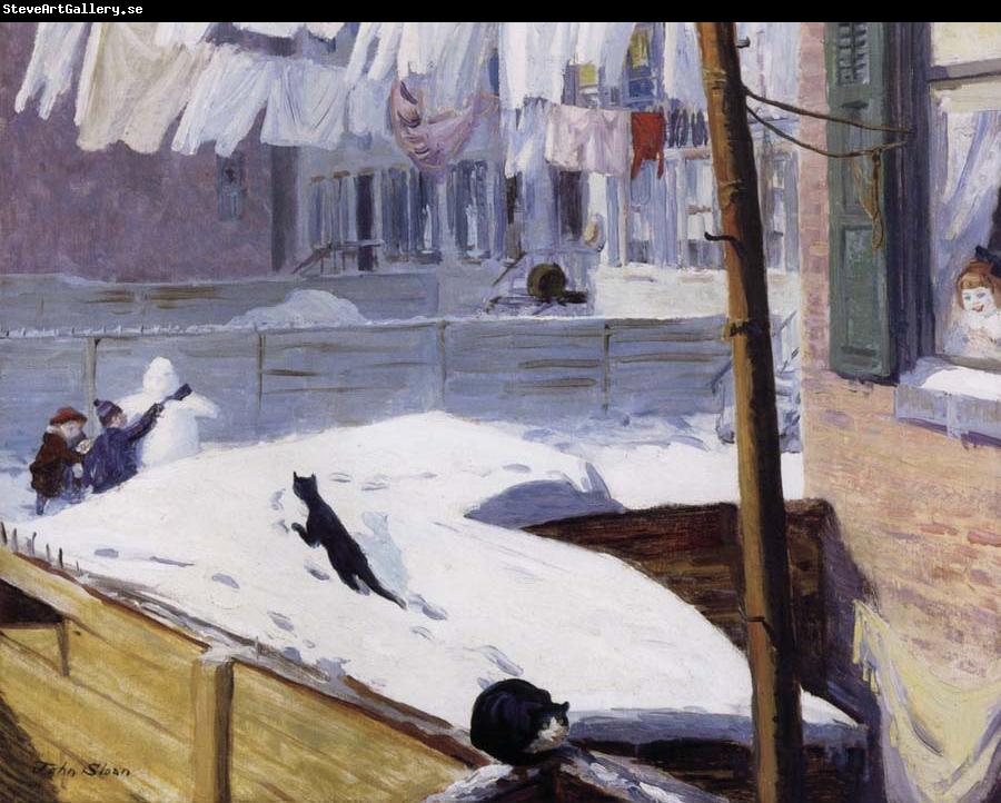 John sloan Backyards,Greenwich Village